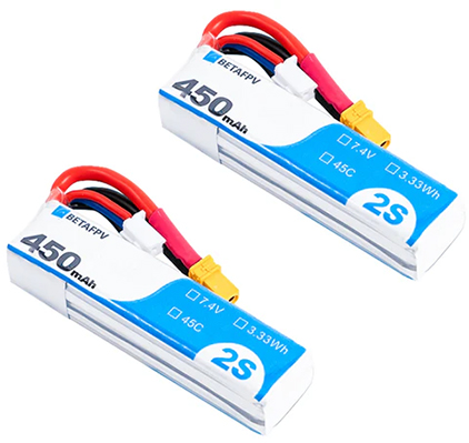 �˾���ũ  [BETAFPV] 2�� 7.4V 450mAh 45C ��Ƭ������ ���͸� (2��) - XT30 4
