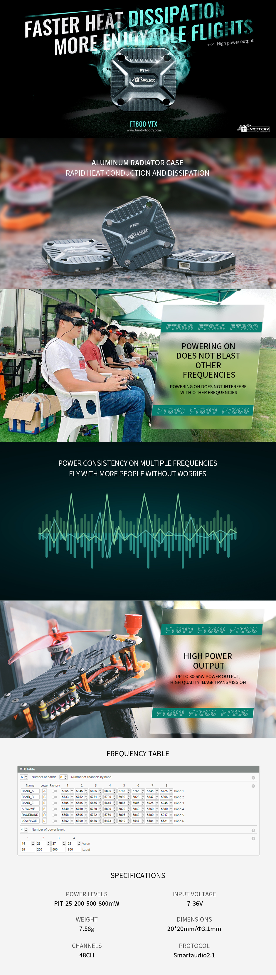 ¾Ë¾¾¹ðÅ© T-MOTOR FT800 ¿µ»ó¼Û½Åº¸µå (SmartAudio 2.1) 2