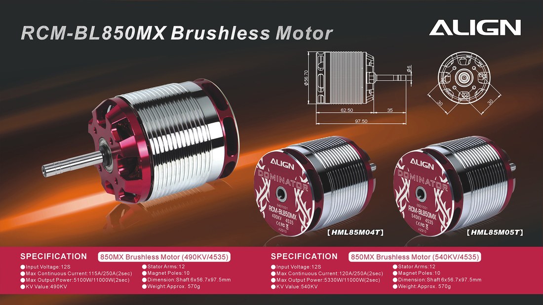�˾���ũ HML85M05 [ALIGN] 850MX Brushless Motor(540KV/4535) 1