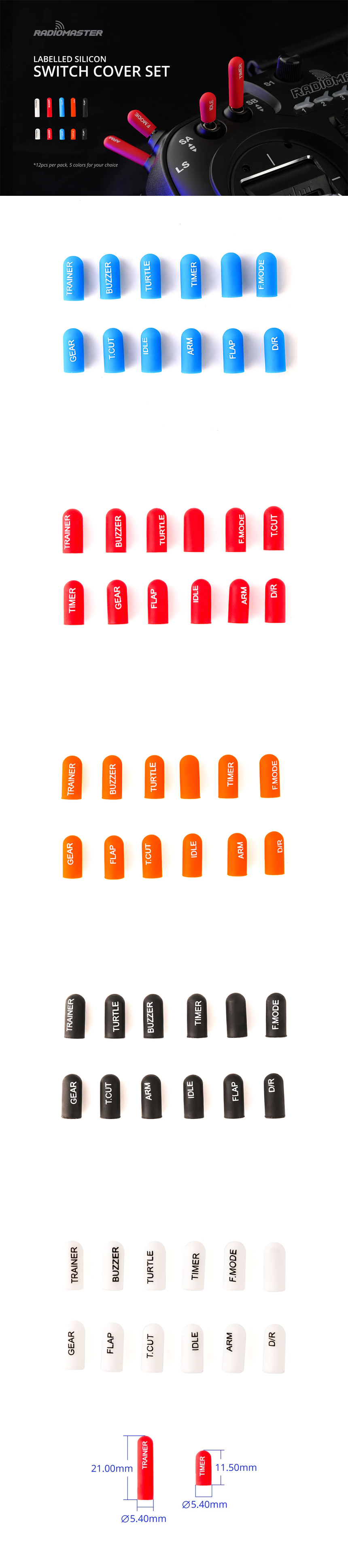 ¾Ë¾¾¹ðÅ© ¶óµð¿À¸¶½ºÅÍ Á¶Á¾±â ½Ç¸®ÄÜ ½ºÀ§Ä¡ Ä¿¹ö Labeled Silicon Switch Cover Set (¼ôŸÀÔ) - ºí·¢ 1