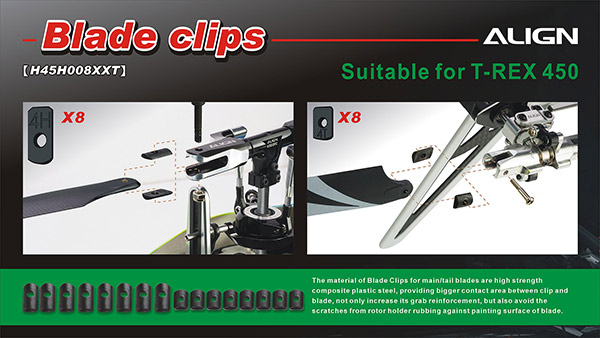 [�˾���ũ] H45H008XXT [Align] T-Rex450 Blade Clips 1
