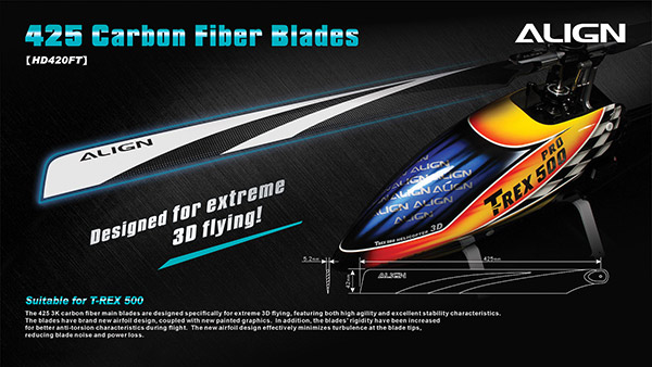 [˾ũ] HD420FT [Align] 425F Carbon Fiber Blades for T-Rex500 1