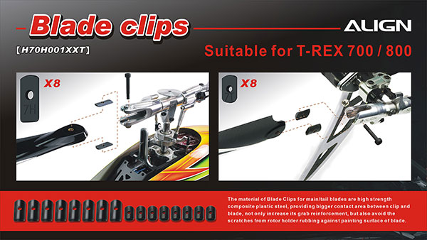 [�˾���ũ] H70H001XXT [Align] T-Rex700/800 Blade Clips 1