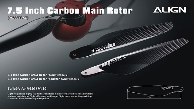 [˾ũ] MD0750A [ALIGN] M480L 7.5 Inch Carbon Main Rotor 1