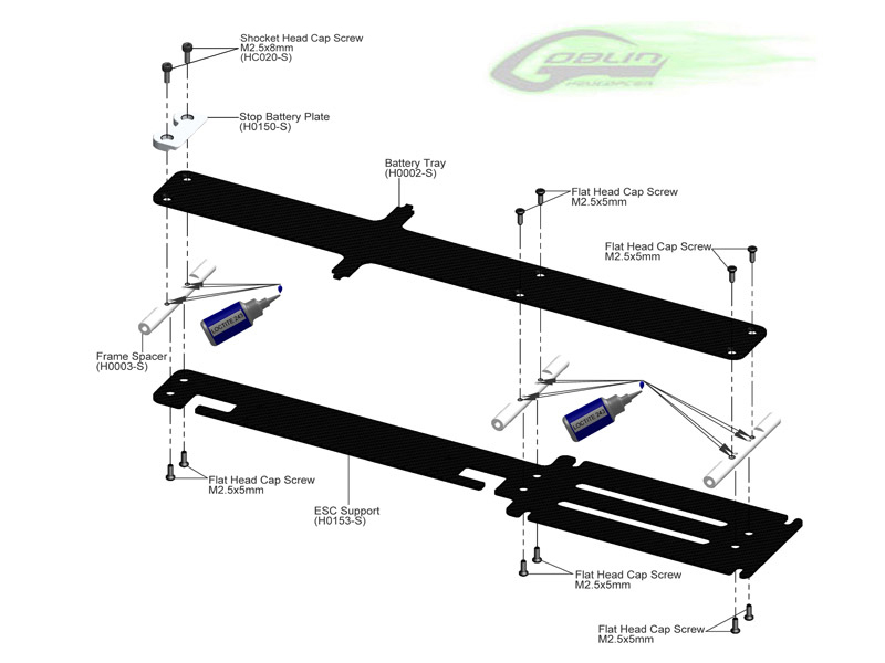 [˾ũ] H0150-S Aluminum CNC Battery Tray Stop - Goblin 630/700/770 [H0150-S] 1
