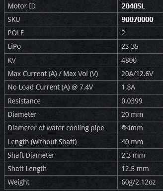 [�˾���ũ] 90070000 2040SL 4800kv Brushless Inrunner (WaterCooled) 2S-3S 1