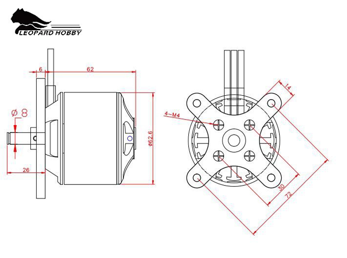 [�˾���ũ]  Leopard LC6362-4T 540KV Outrunner Brushless Motor (Prop 15-17) 5