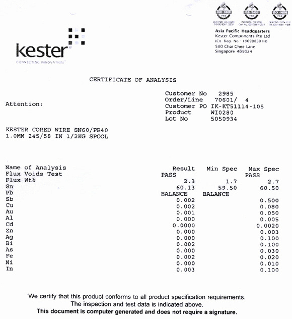 [�˾���ũ] KESTER 245 0.8mm KESTER 245 ����ô�� �� 0.8mm 500g Sn-60, Pb-40 1