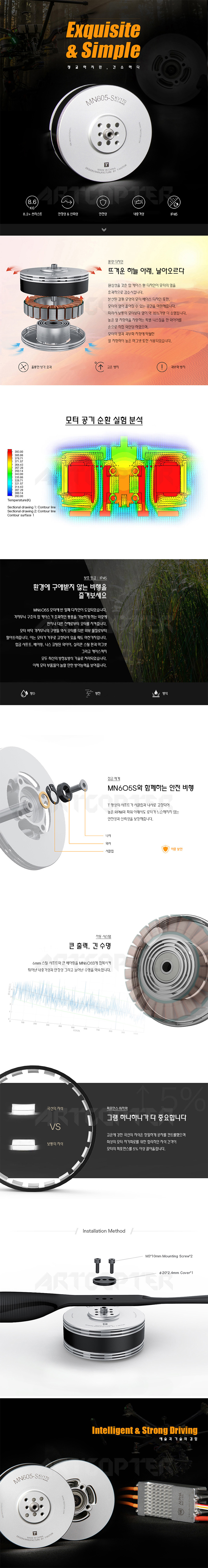 [ܼ] P00000QT [T-MOTOR] Ƽ MN605S 170KV 귯  2 Ʈ
