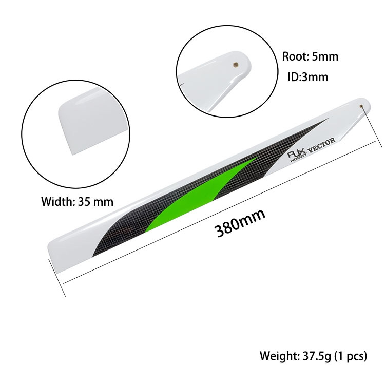 [˾ũ]  [RJXHOBBY] Vector 380mm Premium CF Blades FBL Version 1