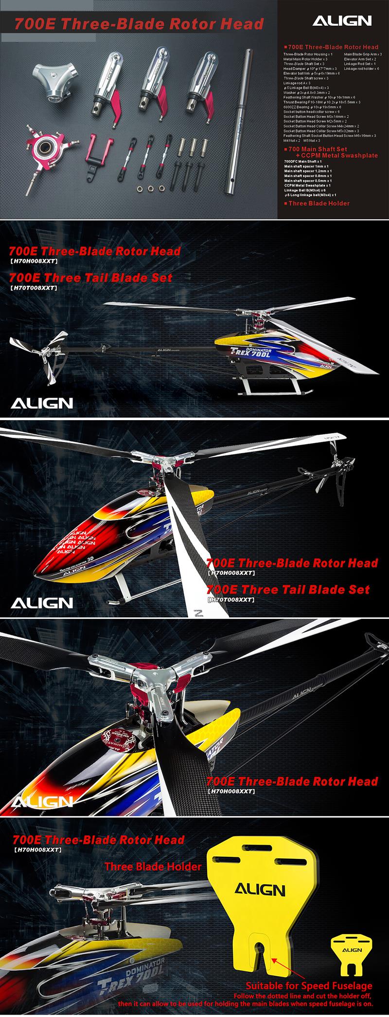 [�˾���ũ] H70H008XXW [Align] T-Rex700E/800 Three-Blade Rotor Head 2