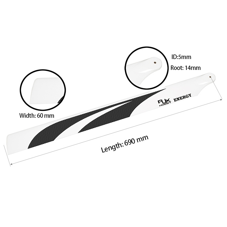 [ܼ]  [RJXHOBBY] Energy 690mm Premium CF Blades-FBL Version