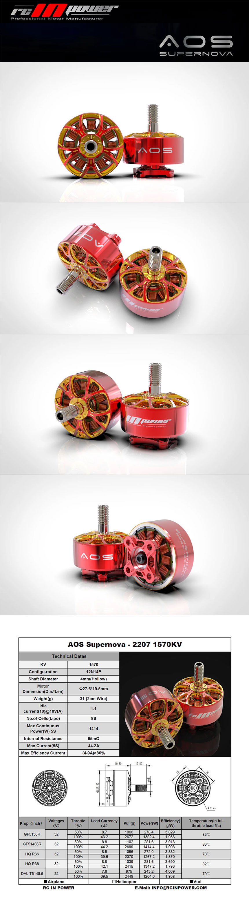 ¾Ë¾¾¹ðÅ© AOS Supernova 2207 1570KV ¸ðÅÍ (1pcs) 1