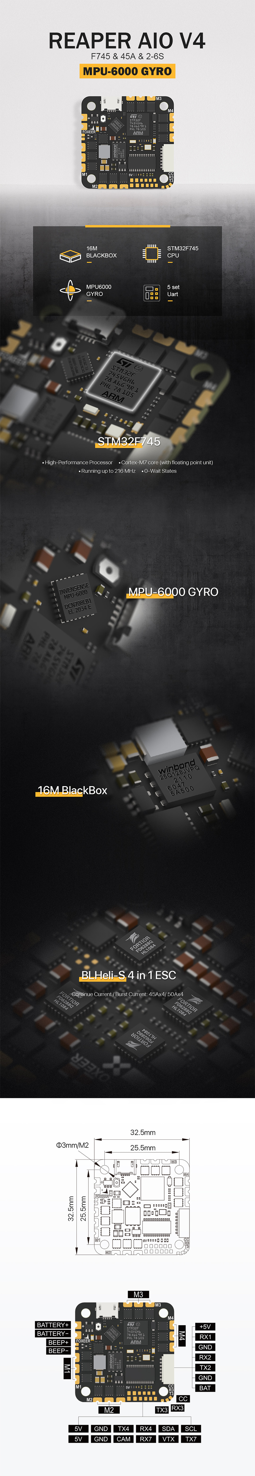 �˾���ũ  ���þ� Reaper F745 V4 ���ο� ���� (MPU6000) 1