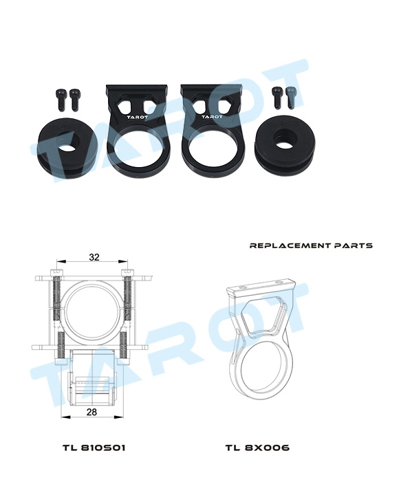 [ܼ] TL8X006 [TR] X6 Folding Frame Metal/Silicon Damper Mount for Gimbal(12 Tube)