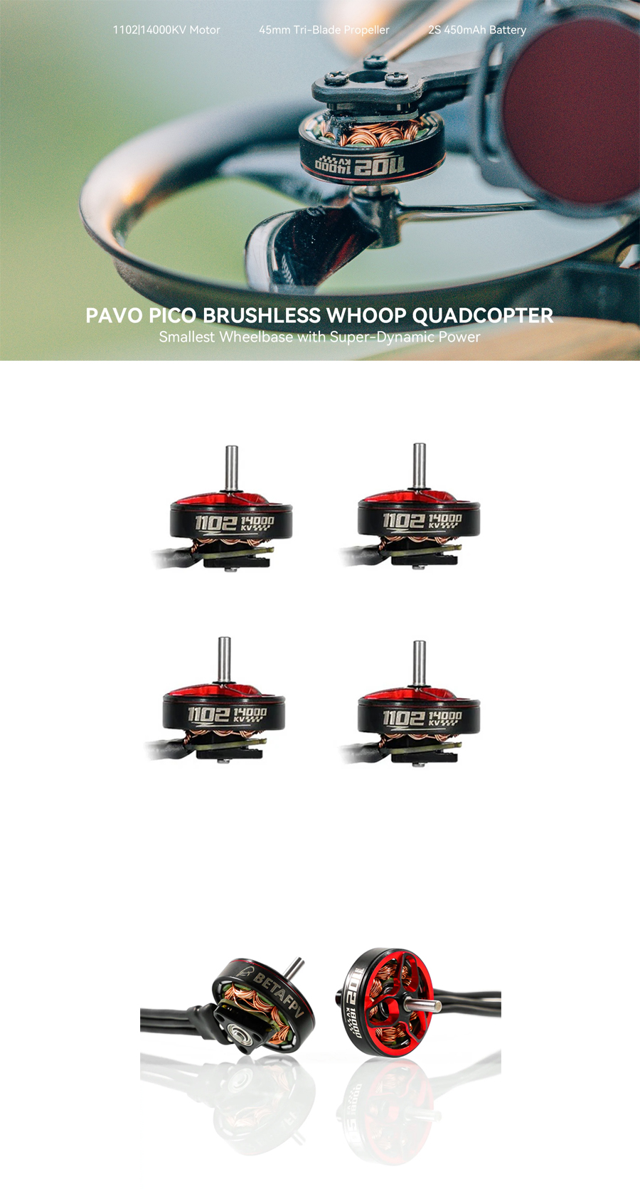 �˾���ũ  [BETAFPV] 1102 14000KV ���� (4pcs) 1