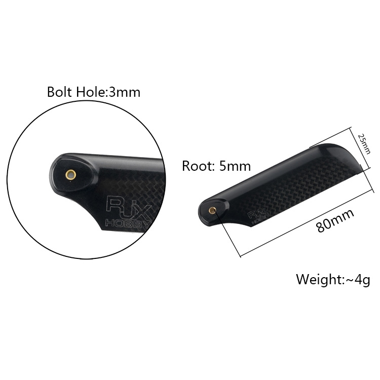 [˾ũ]  [RJXHOBBY] Black 80mm Tail CF Blades 1