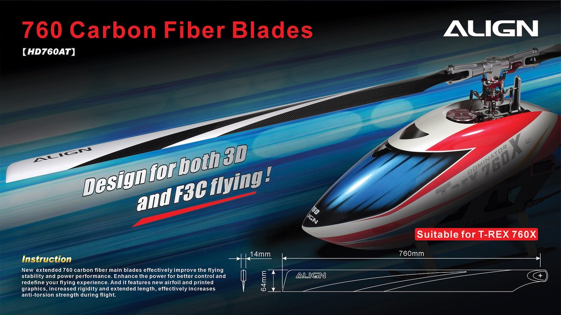 �˾���ũ HD760A [ALIGN] T-Rex760X Carbon Fiber Blades 1