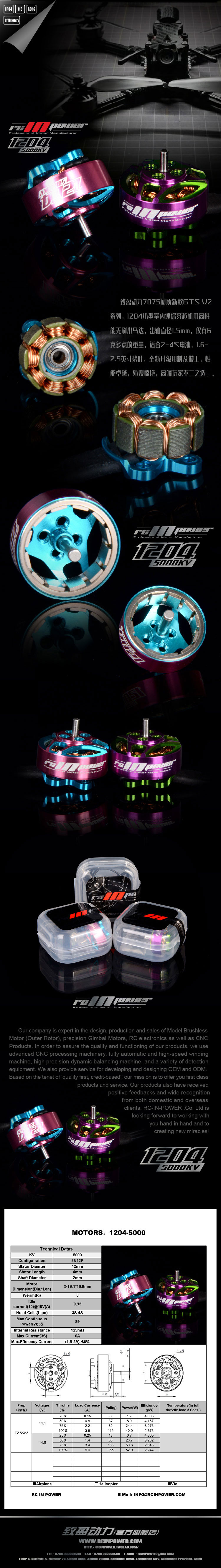 ¾Ë¾¾¹ðÅ© RCINPOWER GTS V2 1204 5000KV ¸ðÅÍ (1pcs, ÇÎÅ©) 1