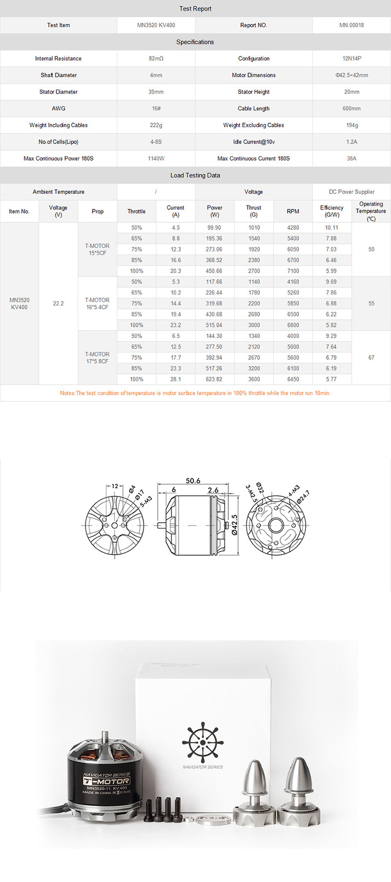[ܼ] P00000CA [T-MOTOR] Ƽ MN3520 400KV 귯  - Ǹ