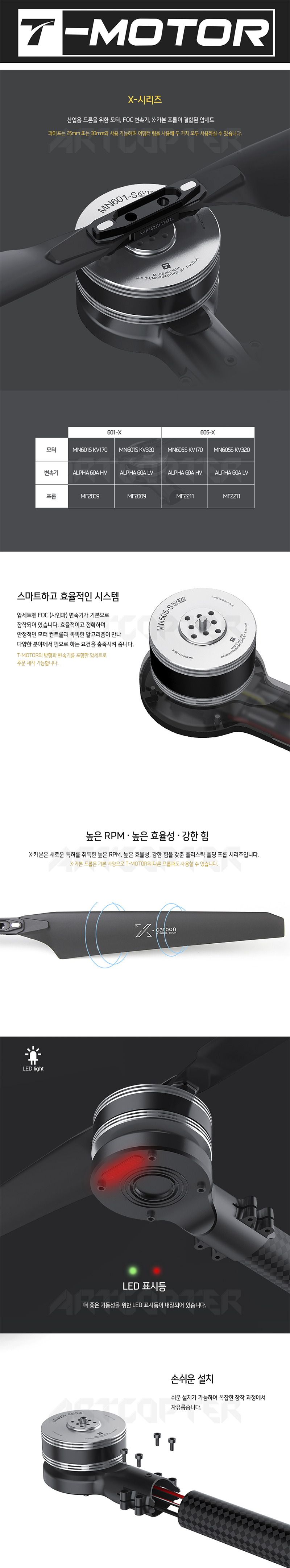 [ܼ] P00000YX [T-MOTOR] Ƽ 605-X 170KV CW, CCW Ʈ - 2, ӱ2, 緯2,  