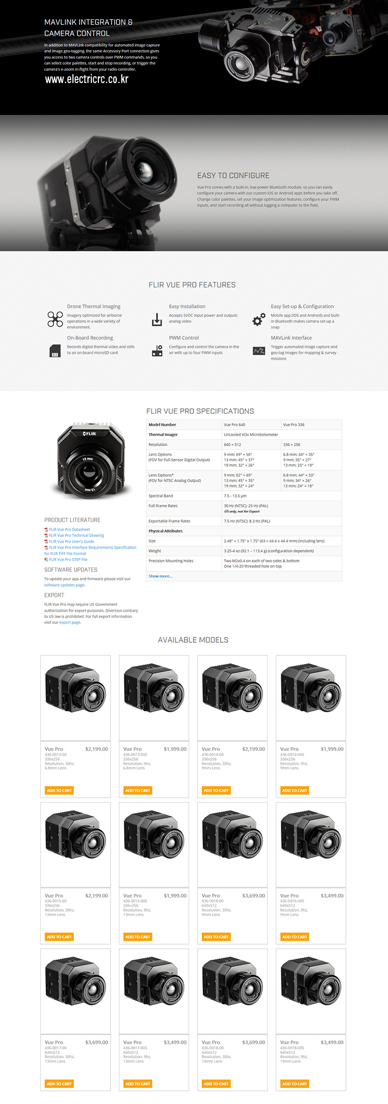 [�˾���ũ] TL02FLIR [TAROT] FLIR VUE PRO Thermal Imaging 3X Gimbal System(ī�޶� ������) 3