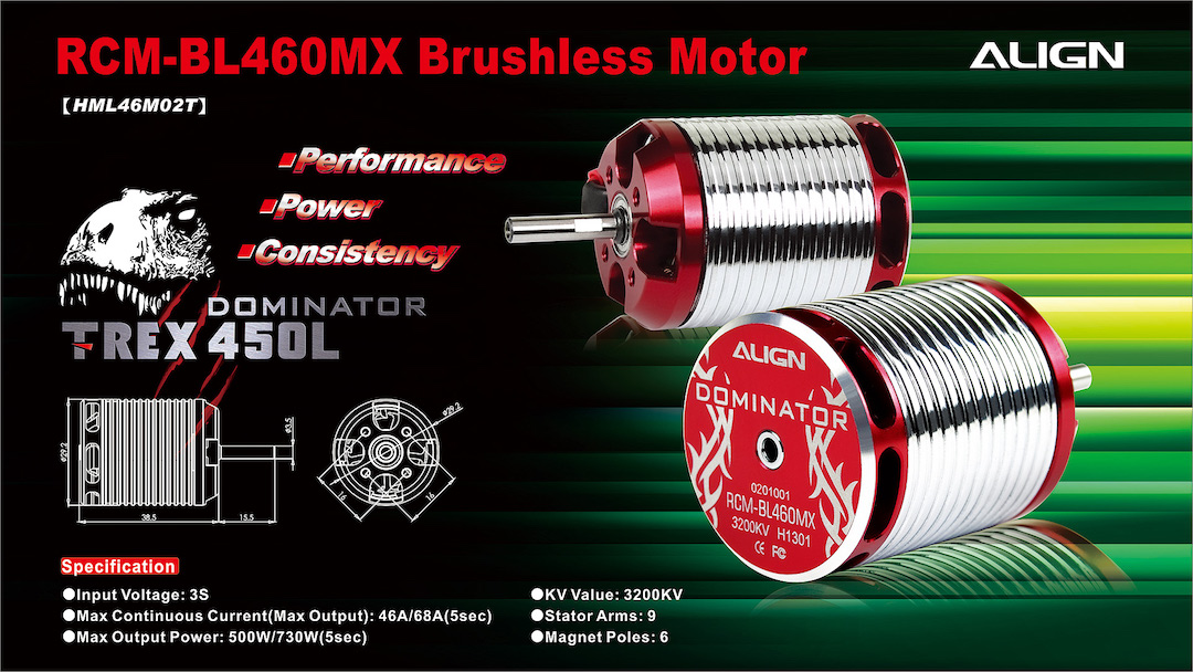 �˾���ũ HML46M02T [Align] 460MX Brushless Motor(3200KV) - 11.1V ���� 1