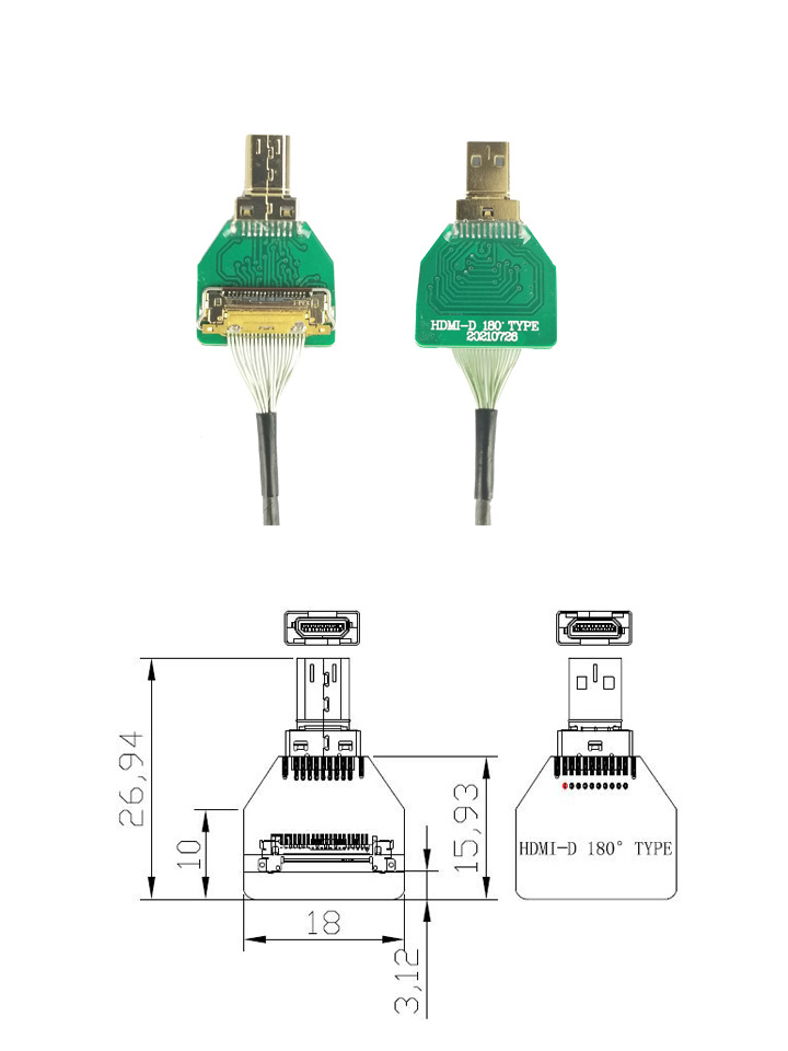 [ܼ] TL10A11-03 [TR] HDMI Cable Adapter/Micro Straight Head/HDMI-D-180