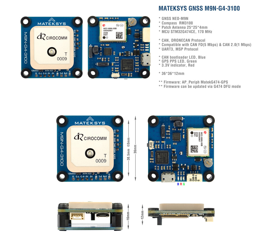 �˾���ũ  [Matek] ���� AP-Periph CAN GNSS GPS (M9N-G4-3100) 1
