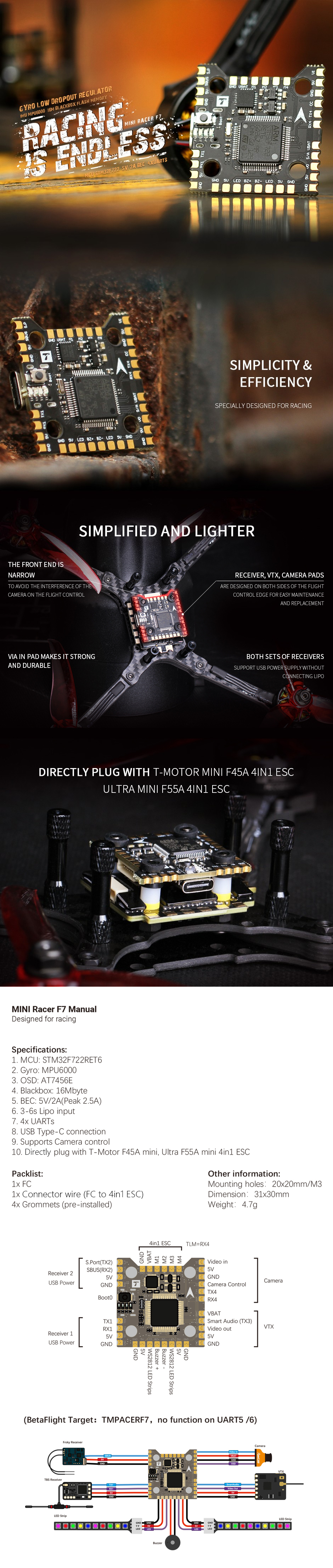 �˾���ũ  T-motor �̴� ���̼� F7 �ö���Ʈ ��Ʈ�ѷ� 1