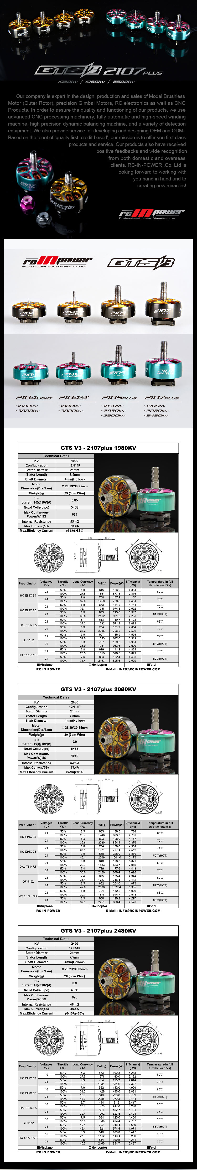 ¾Ë¾¾¹ðÅ© RCINPOWER GTS2107 Plus V3 2080KV ¸ðÅÍ (1pcs) 2