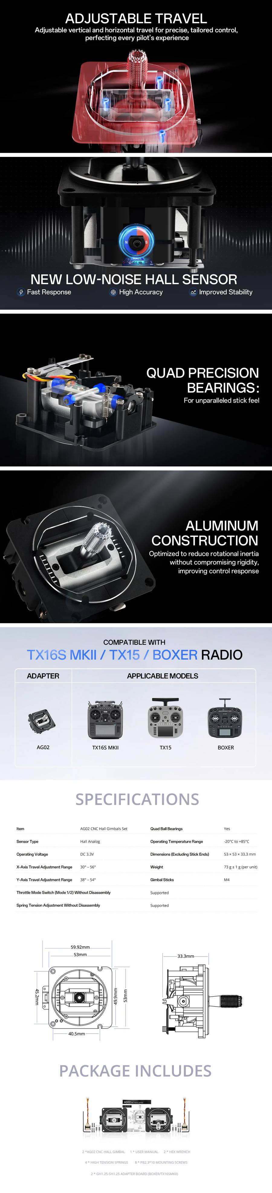 ¾Ë¾¾¹ðÅ© ¶óµð¿À¸¶½ºÅÍ AG02 CNC Hall Gimbal set (ÁÂ, ¿ì ¼¼Æ®) 2