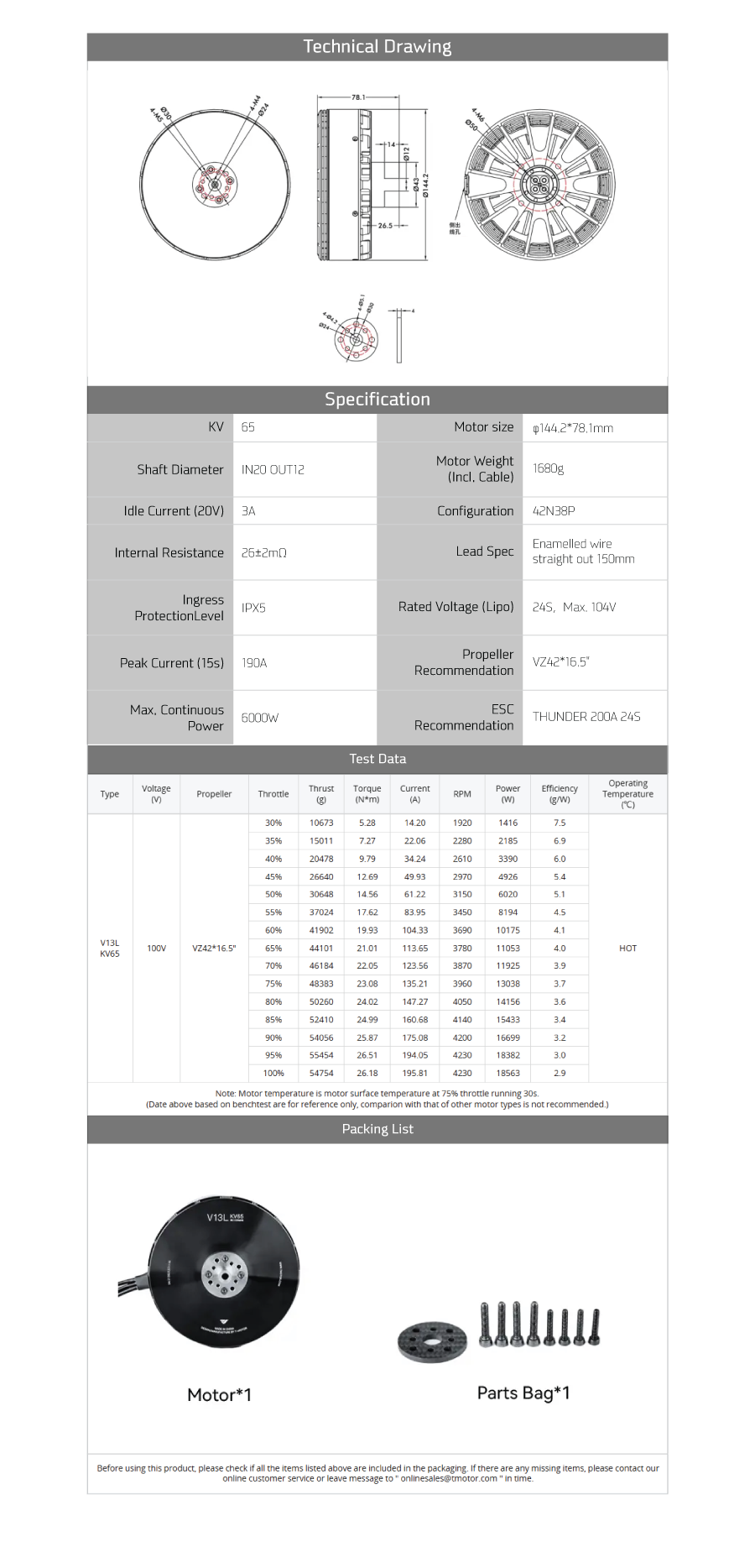 �˾���ũ  [T-MOTOR] V13L KV65 Vtol BL Motor ���� 4