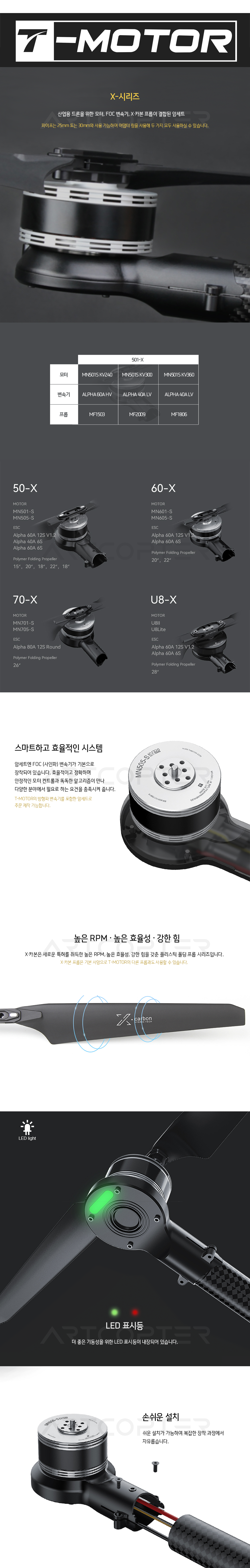 �˾���ũ  [T-MOTOR] Ƽ���� 501-X 240KV �ϼ�Ʈ CW/CCW SET (�����Ǹ�) 2