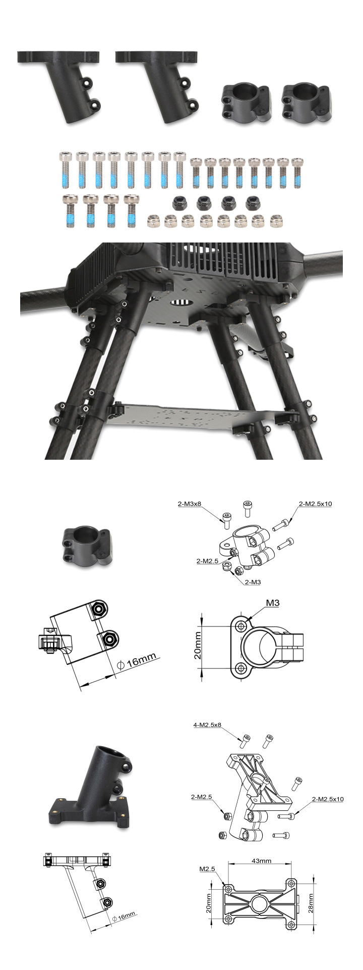 �˾���ũ TL1806 [TR] Landing Skid Frame Mount (16mm) 1