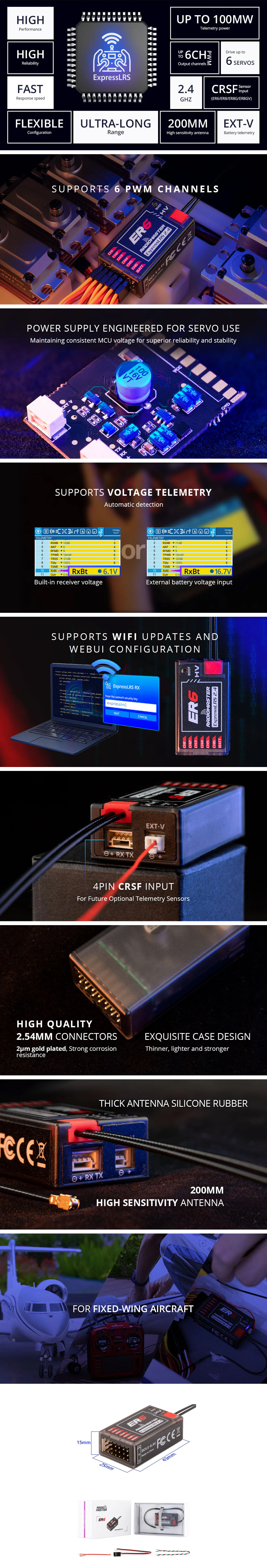 ¾Ë¾¾¹ðÅ© ¶óµð¿À¸¶½ºÅÍ ER6 ELRS 2.4GHz PWM ¼ö½Å±â KCÀÎÁõ 2