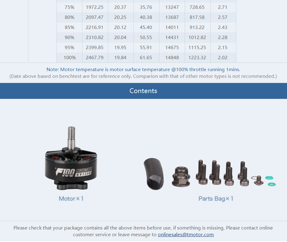 �˾���ũ  T-motor F100 1350KV �ó׸�ƽ ���� 11