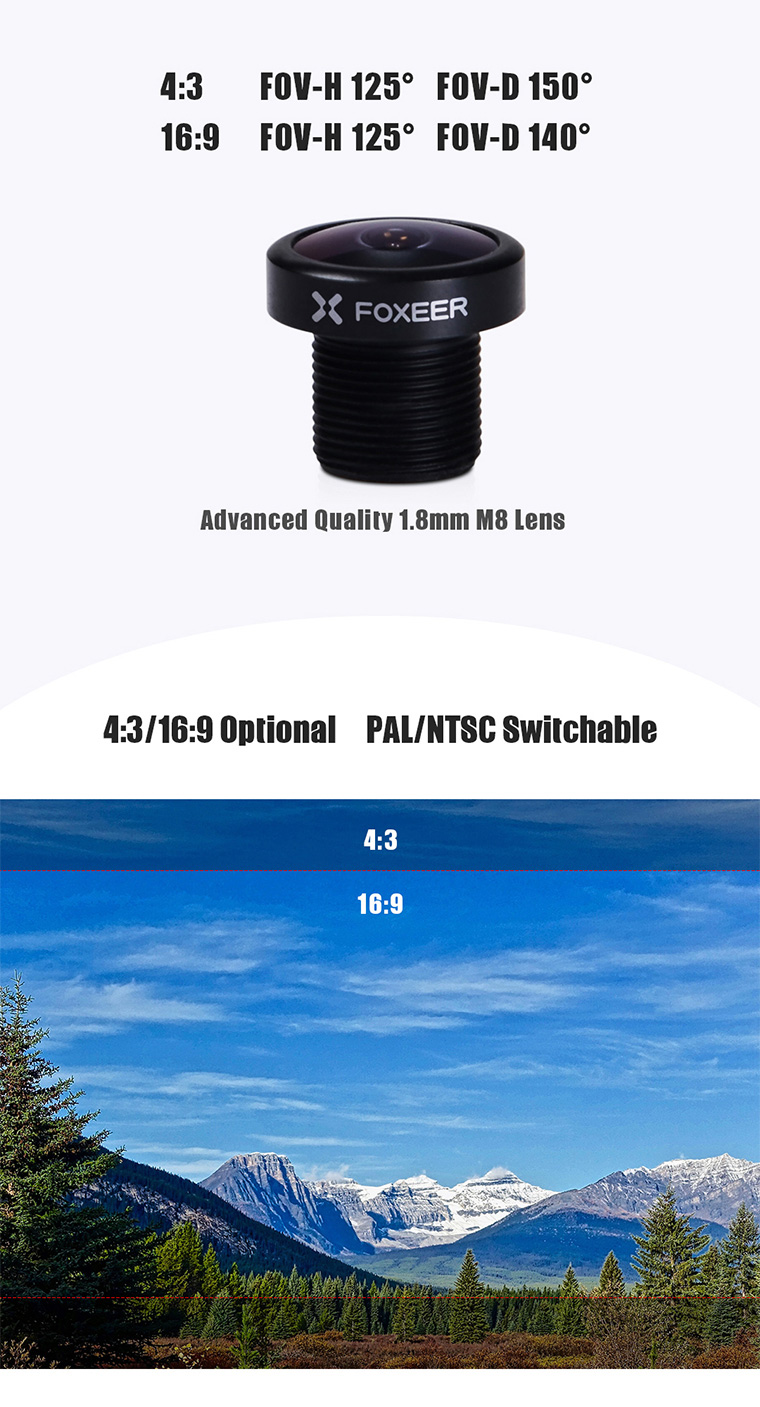 �˾���ũ HS1235 [Foxeer] ���þ� ����ũ�� ������ FPV ī�޶� ��� 1.8mm ���� (16:9 ����) 2