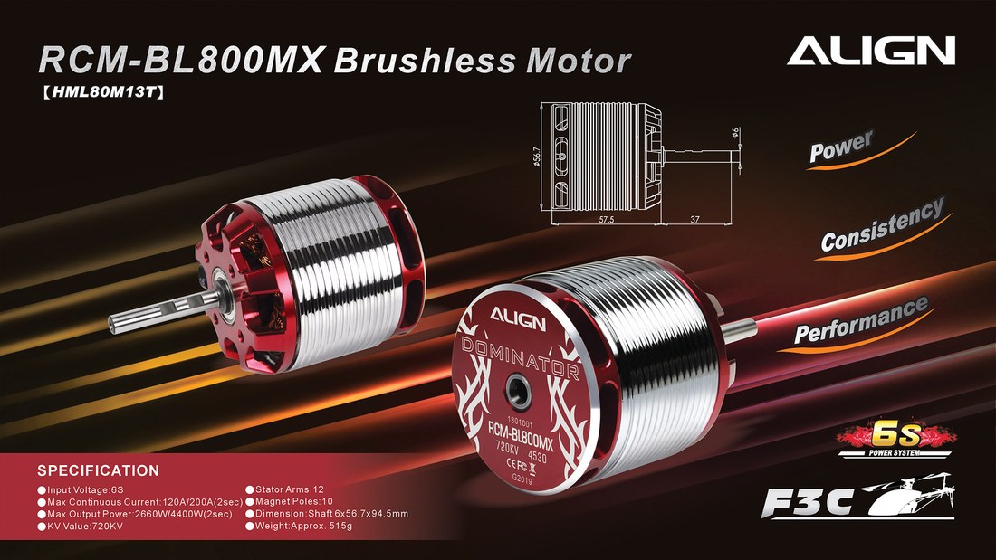 �˾���ũ HML80M13 [ALIGN] RCM-BL800MX Brushless Motor (720KV/4530) 1