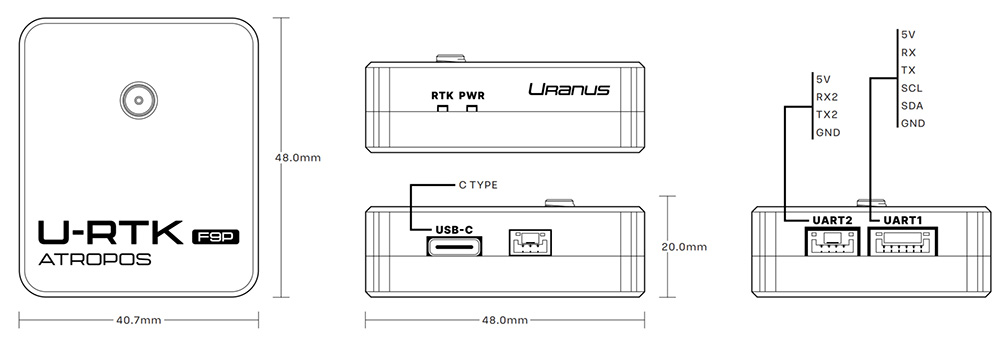 [�˾���ũ]  [URANUS] U-RTK F9P GNSS Atropos (Helical ���׳� ����) - ���� RTK GPS ��� 2