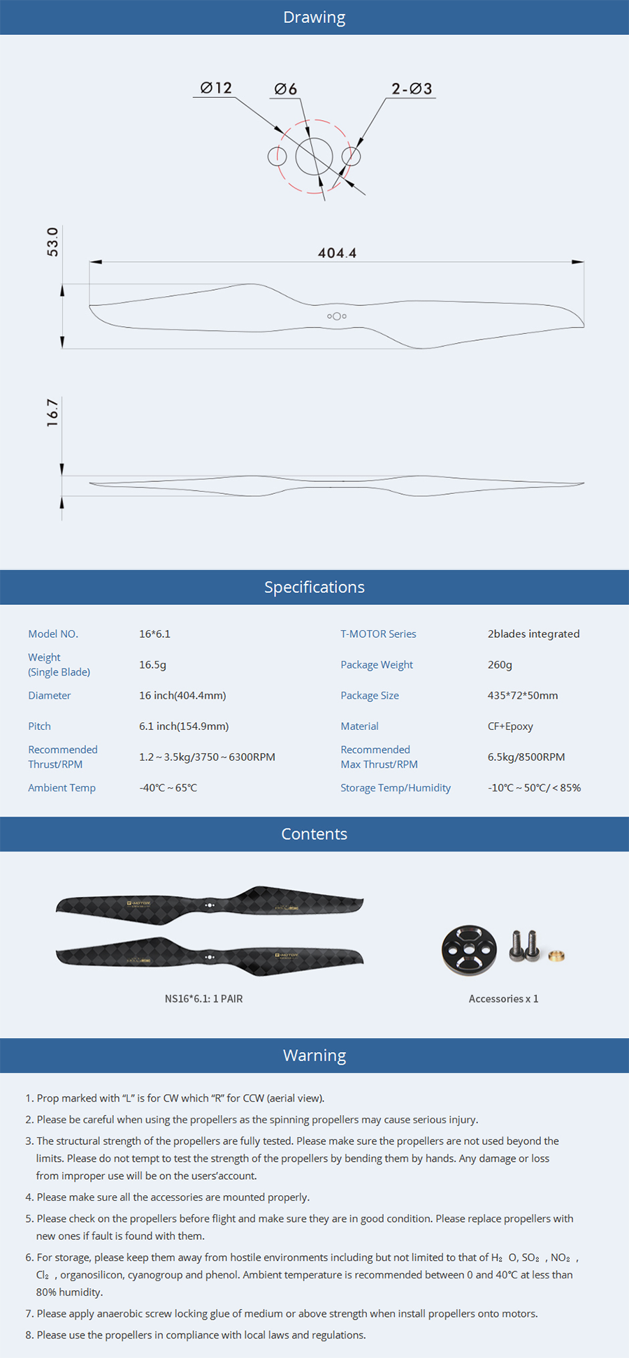 �˾���ũ  [T-MOTOR] NS16x6.1 �ʰ淮 ī�� �����緯 (�����Ǹ�) 2