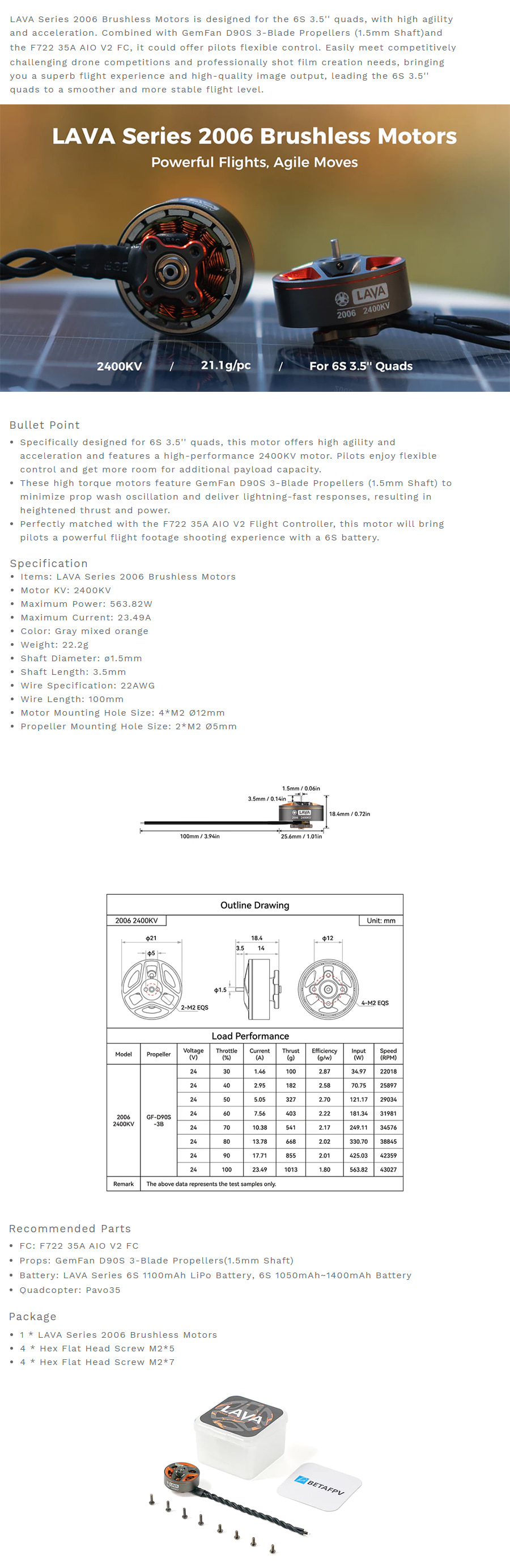 �˾���ũ  [BETAFPV] LAVA Series 2006-2400KV ���� (1pcs) 1