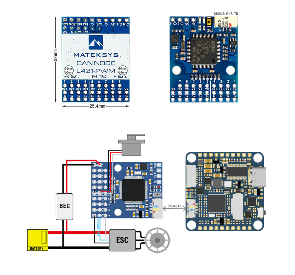 �˾���ũ  [Matek] ���� AP-Periph DroneCAN to PWM Adapter (CAN-L4-PWM) 1