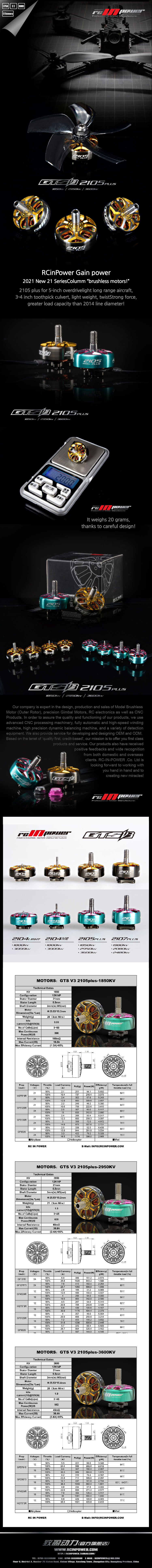 ¾Ë¾¾¹ðÅ© RCINPOWER GTS2105 Plus V3 3600KV ¸ðÅÍ (1pcs) 1