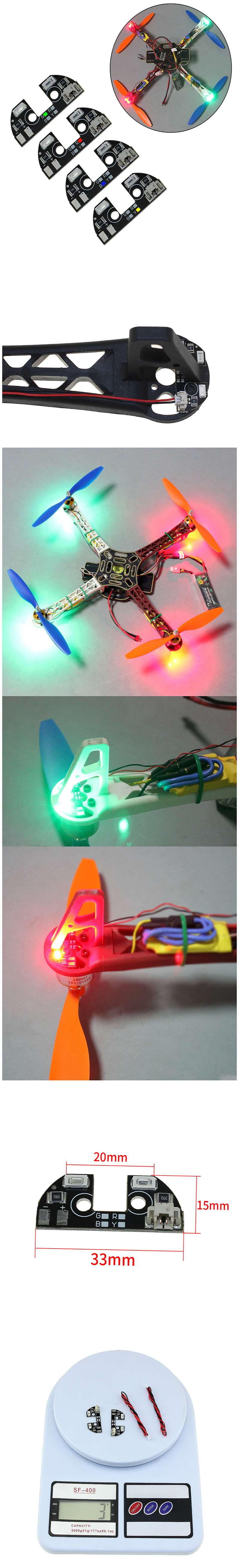 [ܼ] SREA-196GR [TR] F330/F450/F550/S500/S550  5V LED Night Navigation Light Set (RED/Green/Controller)