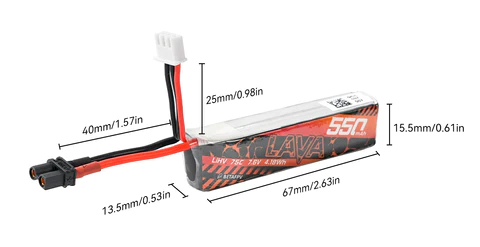 �˾���ũ  [BETAFPV] LAVA 2�� 7.6V 550mAh 45C LiHV ���̺������� ��Ƭ������ ���͸� (2��) - XT30 2