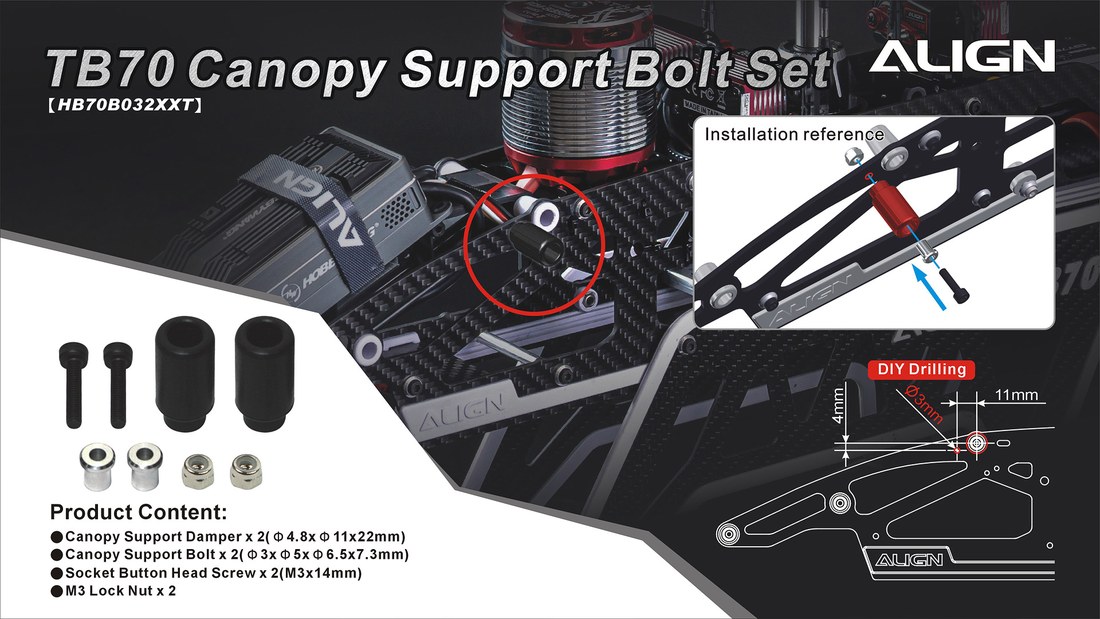 �˾���ũ HB70B032XXW [ALIGN] TB70 Canopy Support Bolt Set 1