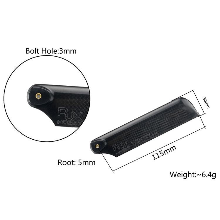 [˾ũ]  [RJXHOBBY] Black 115mm Tail CF Blades 1