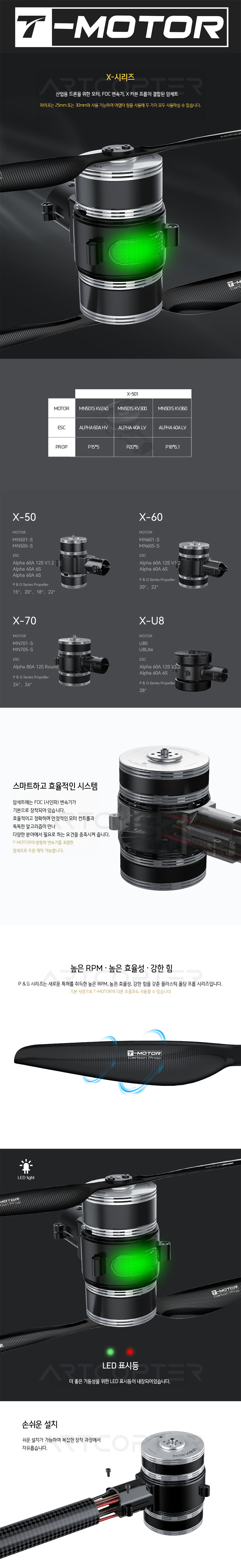 �˾���ũ  [T-MOTOR] Ƽ���� X-501 300KV ������� �ϼ�Ʈ CW/CCW SET (�����Ǹ�) 2