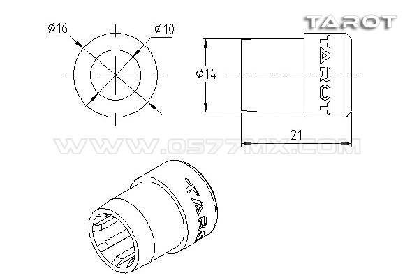 [ܼ] TL100B12 [TR] 14->10mm Carbon Tube Adaptor Sleeve
